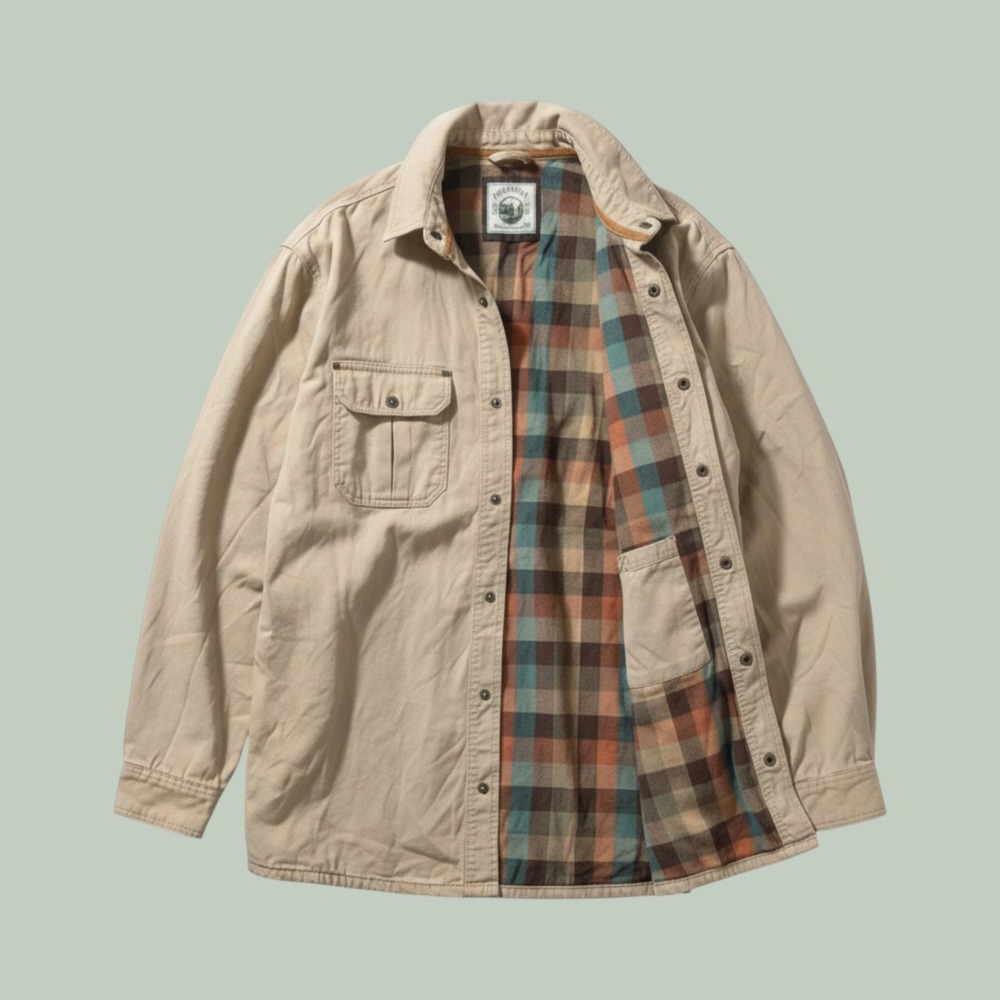 Gioberti Mens XXL Khaki Flannel Lined Cotton Canvas Shirt Jacket CJ-97 Tan